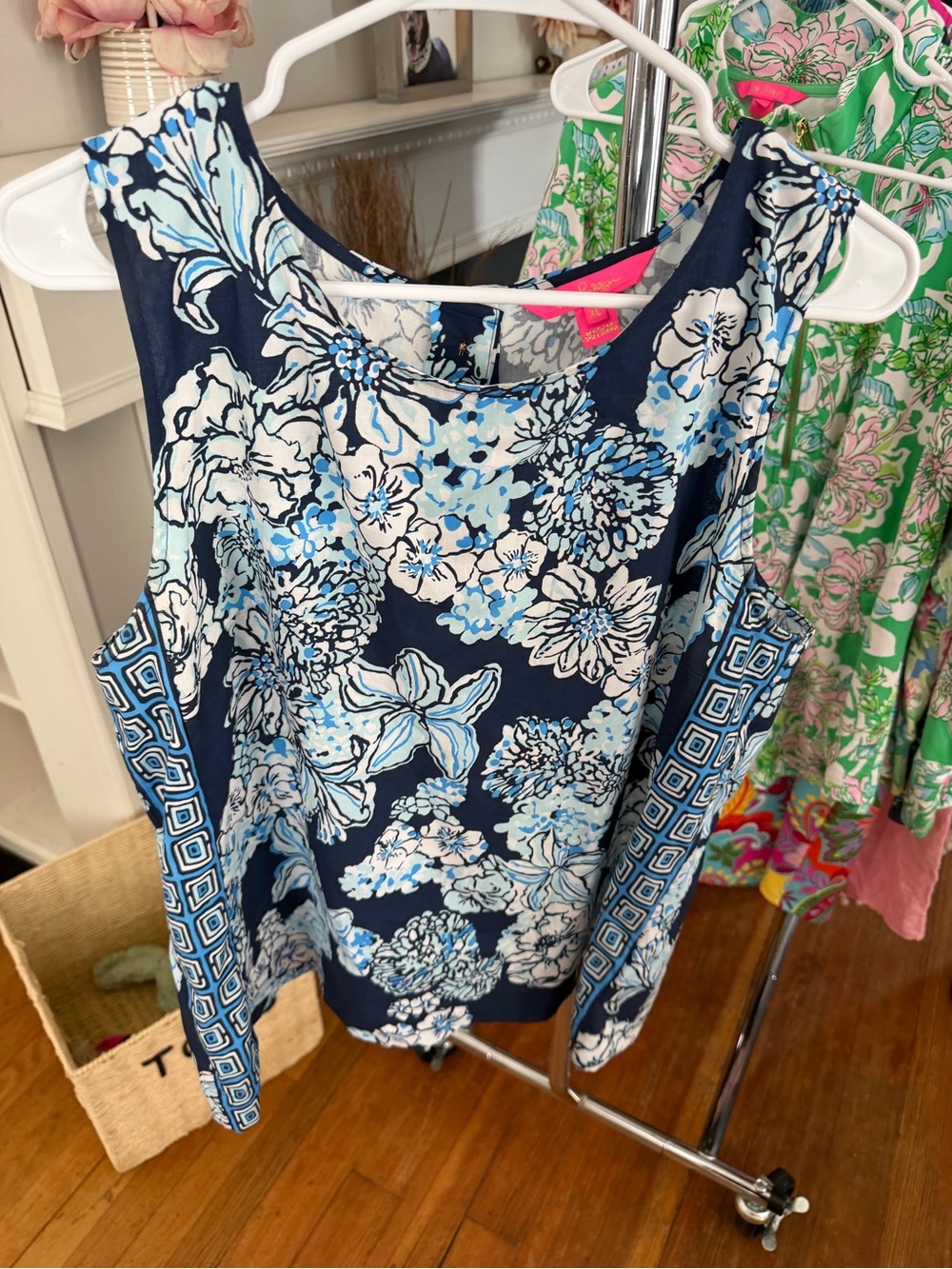 Floral Navy & Light Blue Sleeveless dress